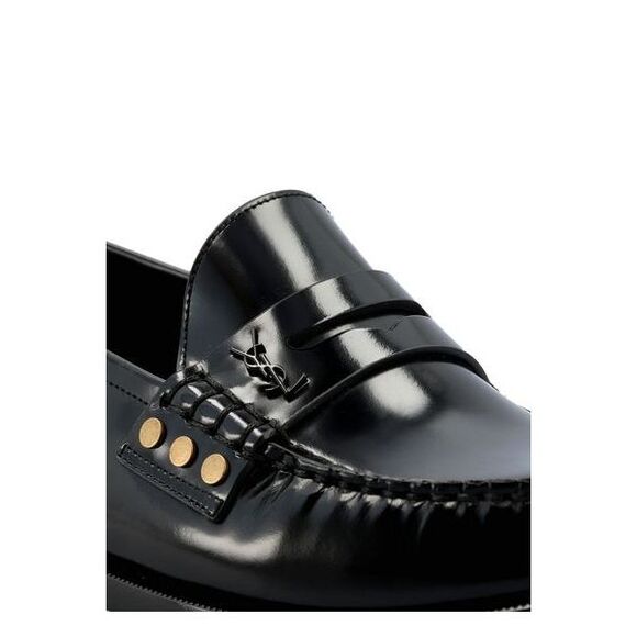 Men's Smooth Leather Almond Toe Loafers in Nero - Picture 4 of 4